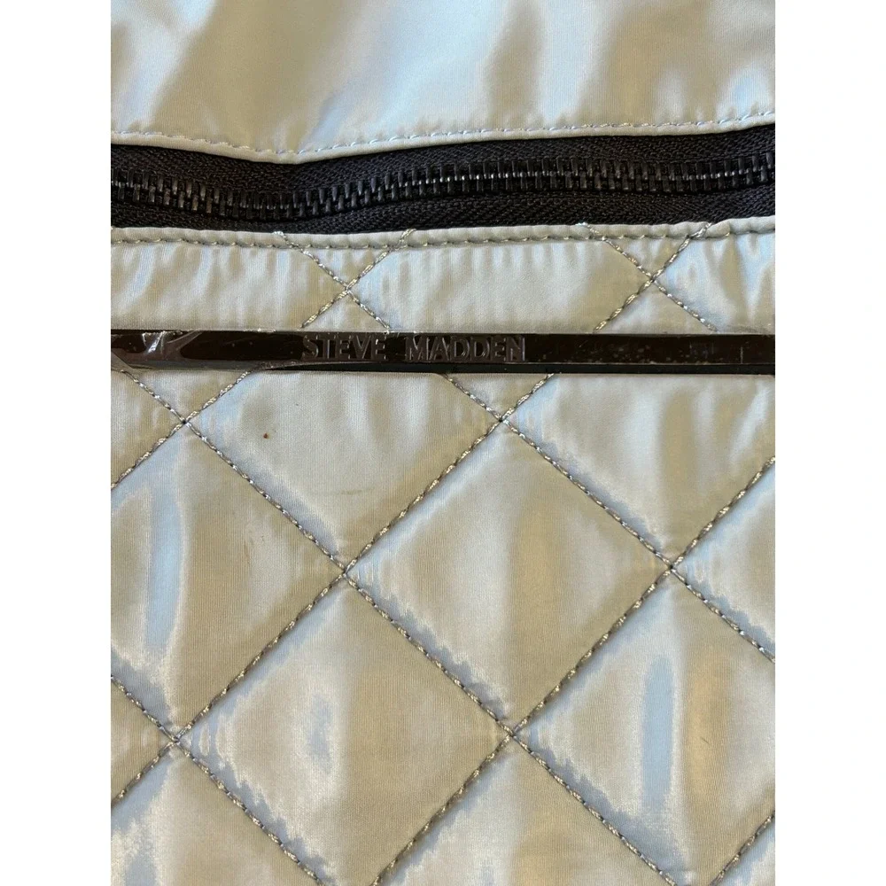 Steve Madden Quilted Nylon Tote Bag Blue Grey‎ Shoulder Bag with Pouch